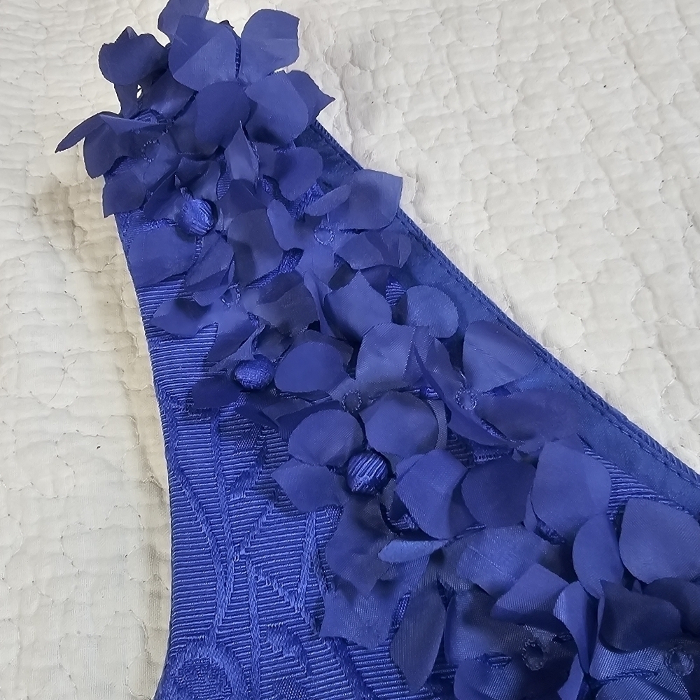 Tahari ASL Blue Jacquard Floral Sleeveless Dress - Picture 8 of 10